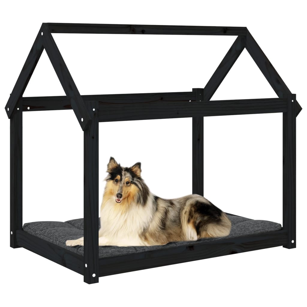 Dog Bed Black 101x70x90 cm Solid Wood Pine