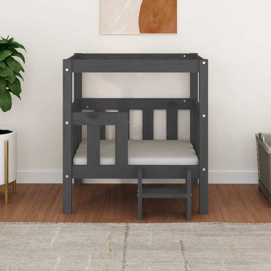 Dog Bed Grey 65.5x50.5x70 cm Solid Wood Pine