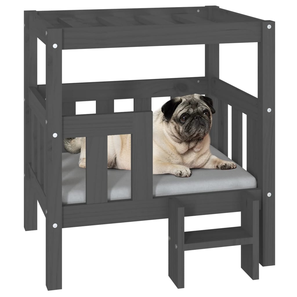 Dog Bed Grey 65.5x50.5x70 cm Solid Wood Pine