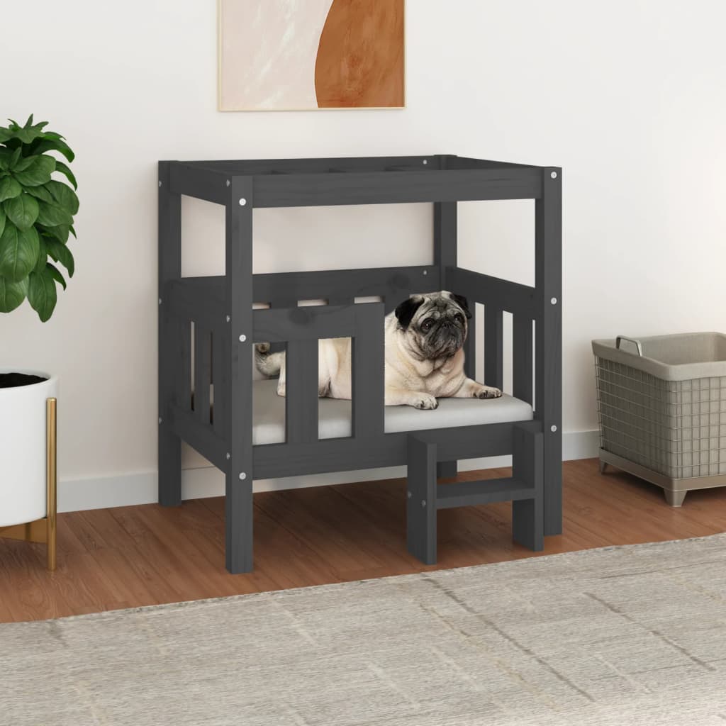 Dog Bed Grey 65.5x50.5x70 cm Solid Wood Pine