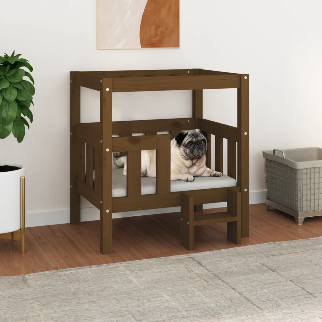 Dog Bed Honey Brown 65.5x50.5x70 cm Solid Wood Pine