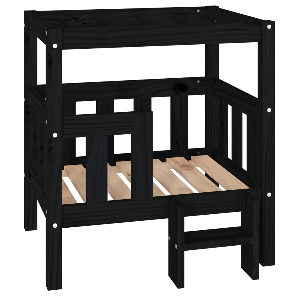 Dog Bed Black 65.5x50.5x70 cm Solid Wood Pine