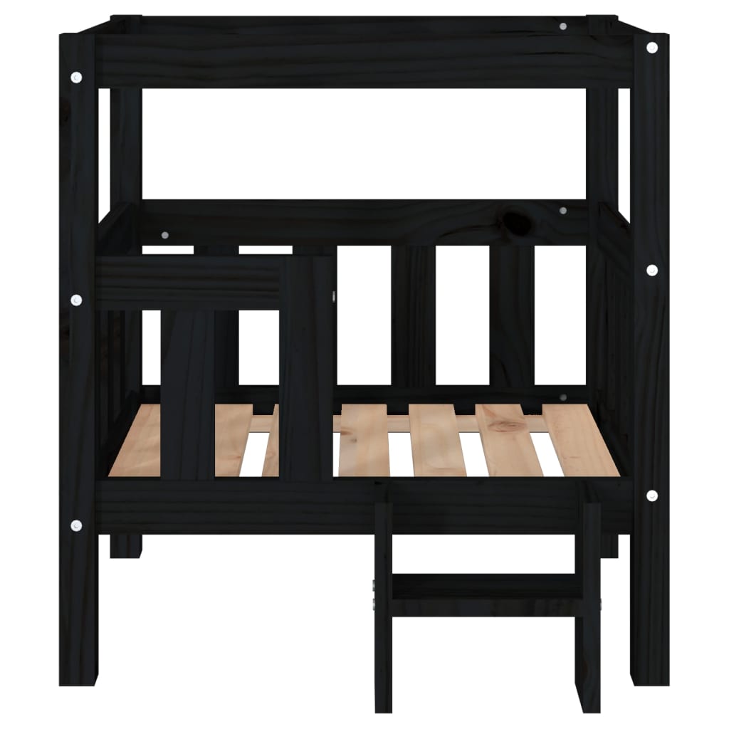 Dog Bed Black 65.5x50.5x70 cm Solid Wood Pine