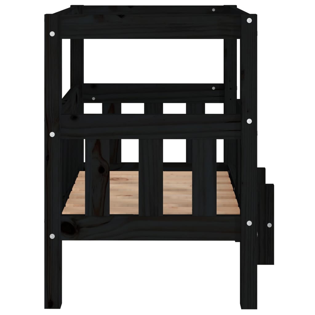 Dog Bed Black 65.5x50.5x70 cm Solid Wood Pine