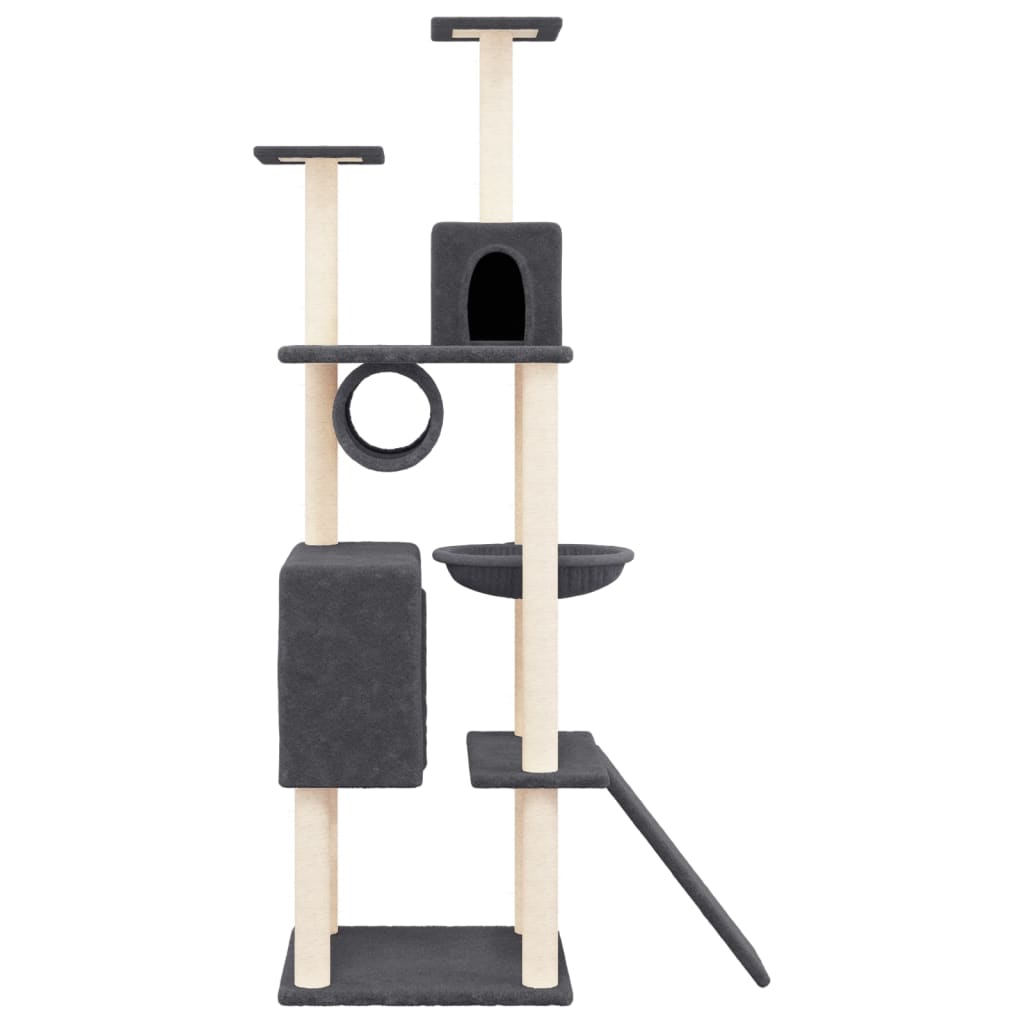 Cat Tree with Sisal Scratching Posts Dark Grey 168 cm