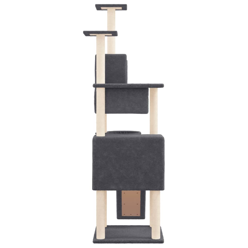 Cat Tree with Sisal Scratching Posts Dark Grey 168 cm