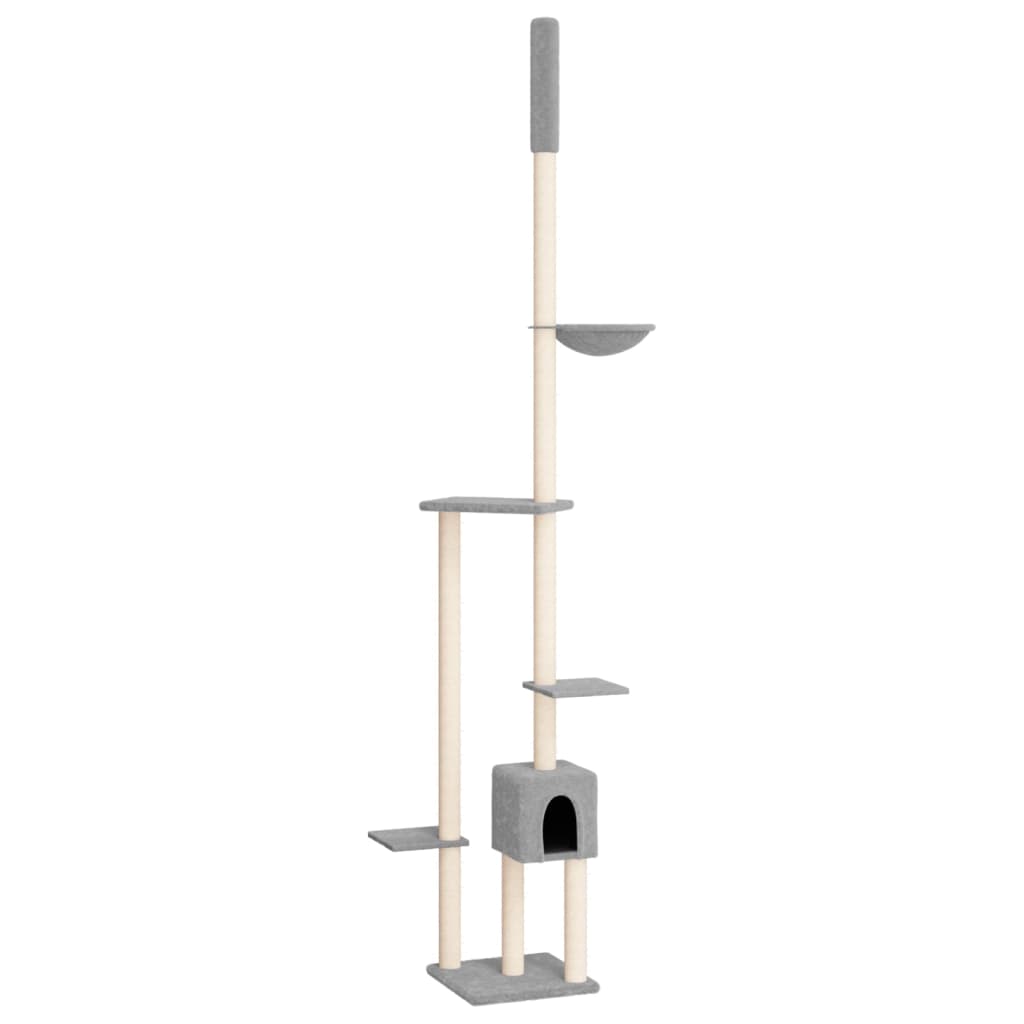 Floor to Ceiling Cat Tree Light Grey 258.5-284.5 cm