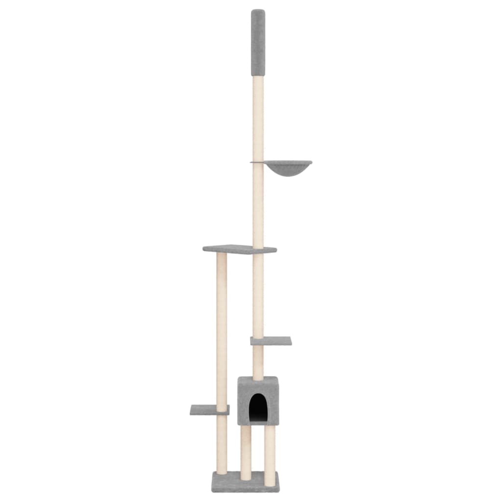 Floor to Ceiling Cat Tree Light Grey 258.5-284.5 cm