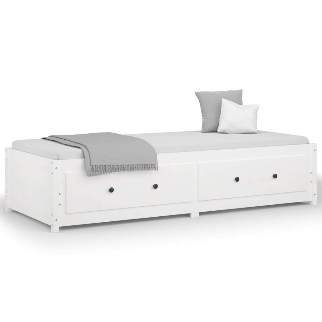 Day Bed without Mattress White 75x190 cm Small Single Solid Wood Pine