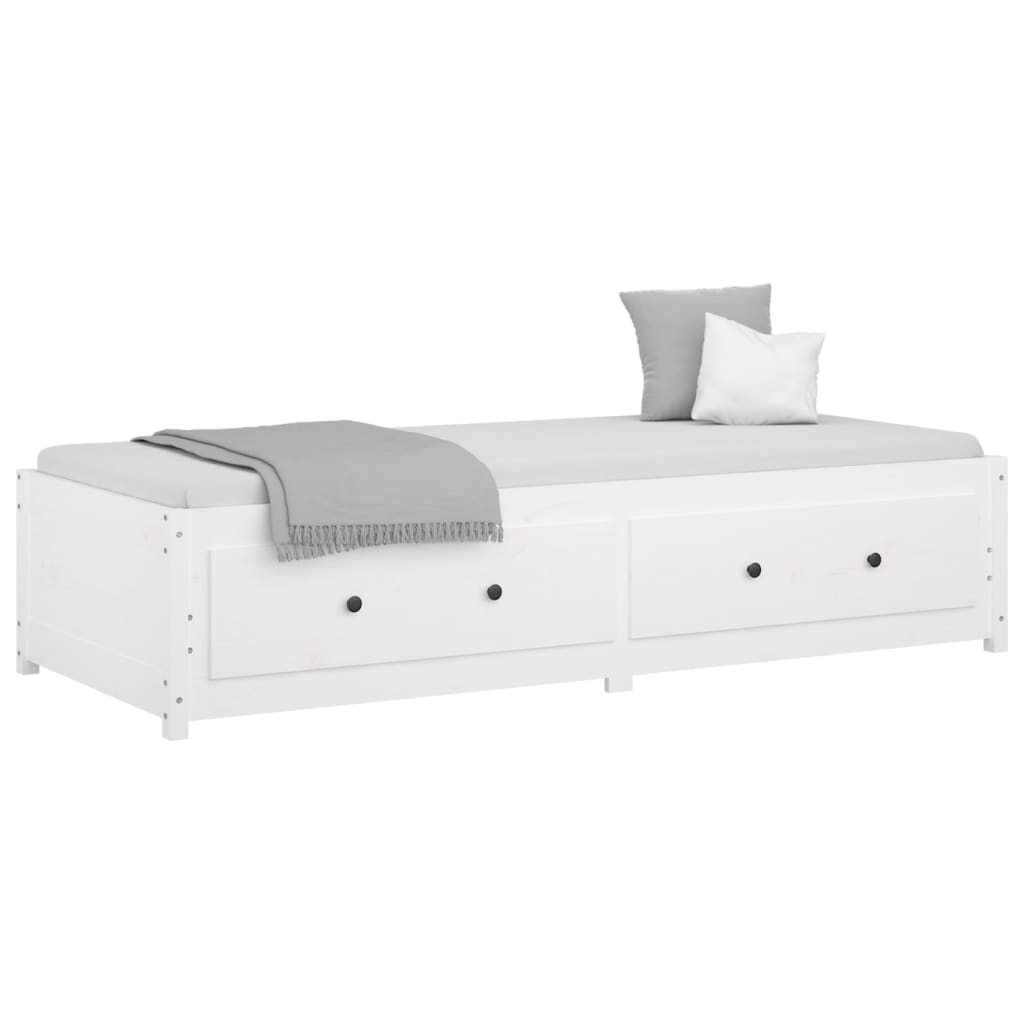 Day Bed without Mattress White 75x190 cm Small Single Solid Wood Pine