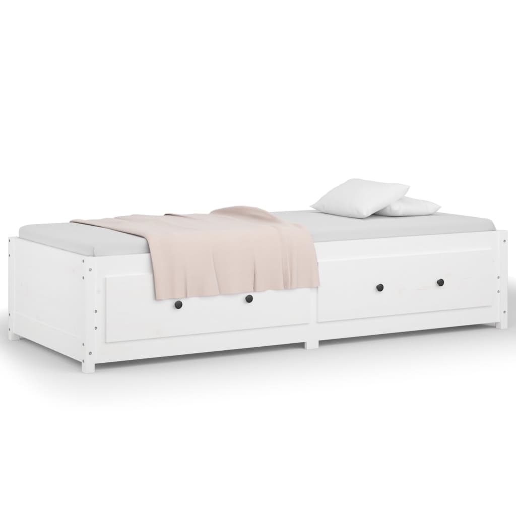 Day Bed without Mattress White 75x190 cm Small Single Solid Wood Pine