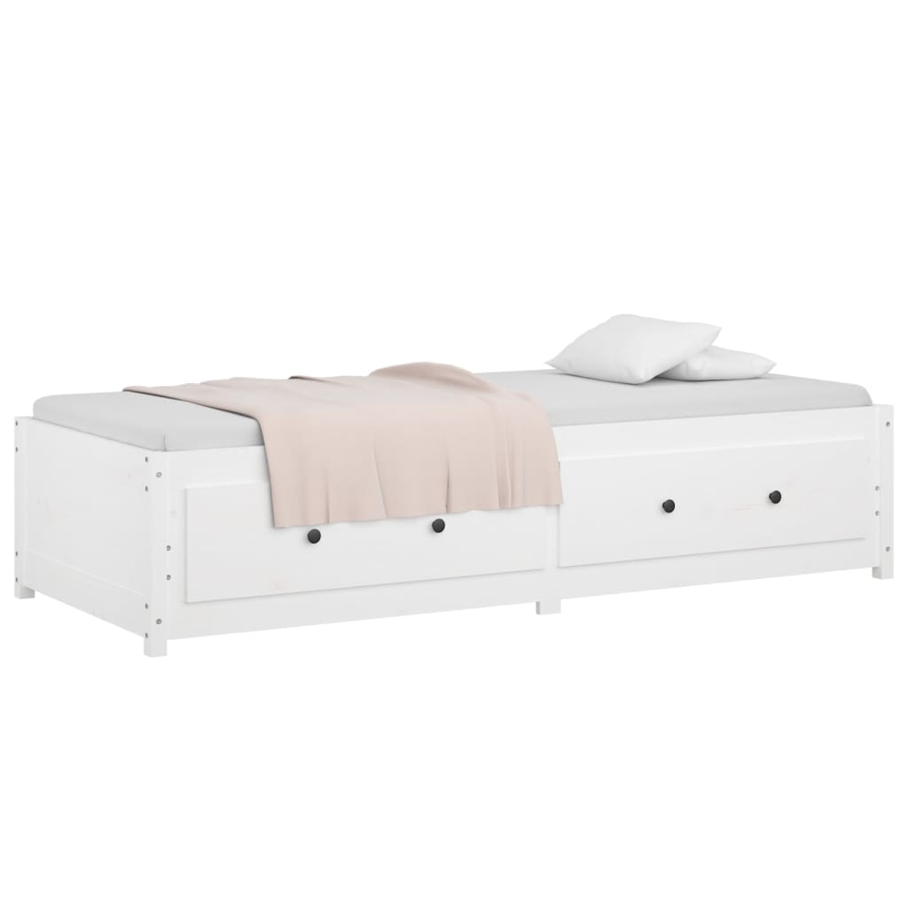 Day Bed without Mattress White 75x190 cm Small Single Solid Wood Pine