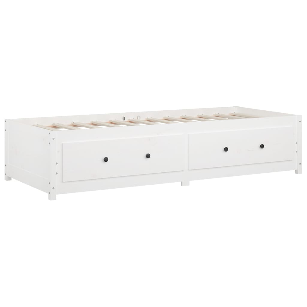 Day Bed without Mattress White 75x190 cm Small Single Solid Wood Pine