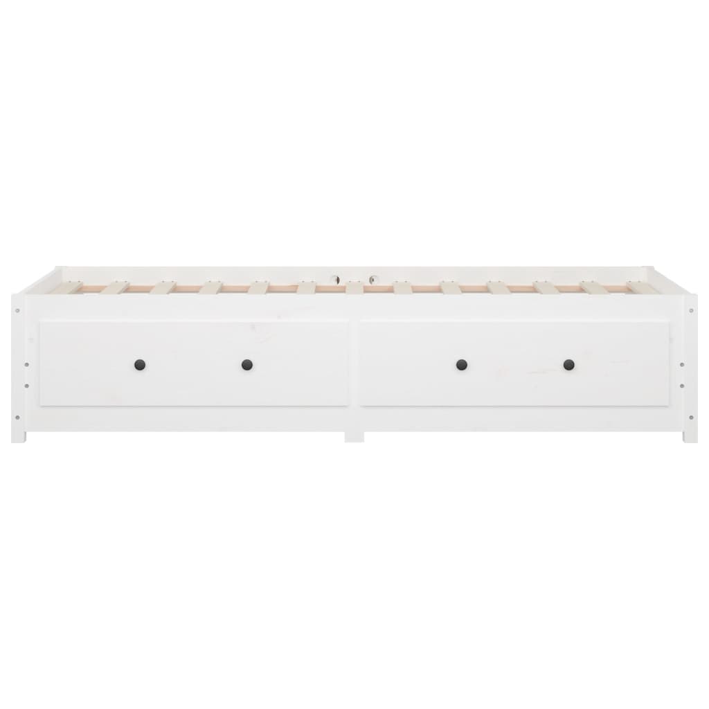 Day Bed without Mattress White 75x190 cm Small Single Solid Wood Pine