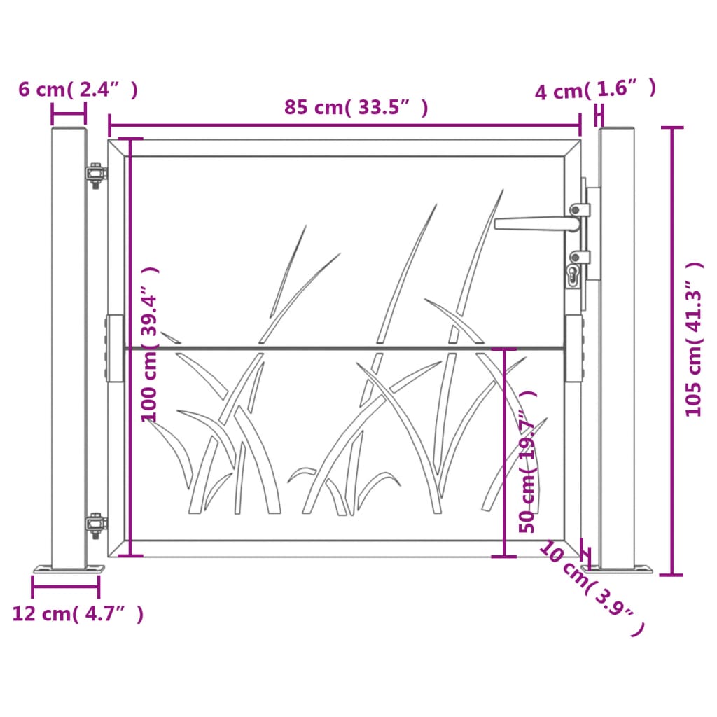 Garden Gate Anthracite 105x105 cm Steel Grass Design