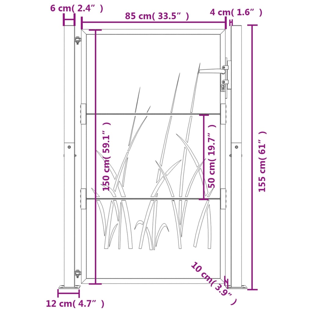 Garden Gate Anthracite 105x155 cm Steel Grass Design