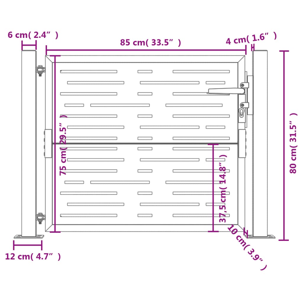 Garden Gate Anthracite 105x80 cm Steel Square Design