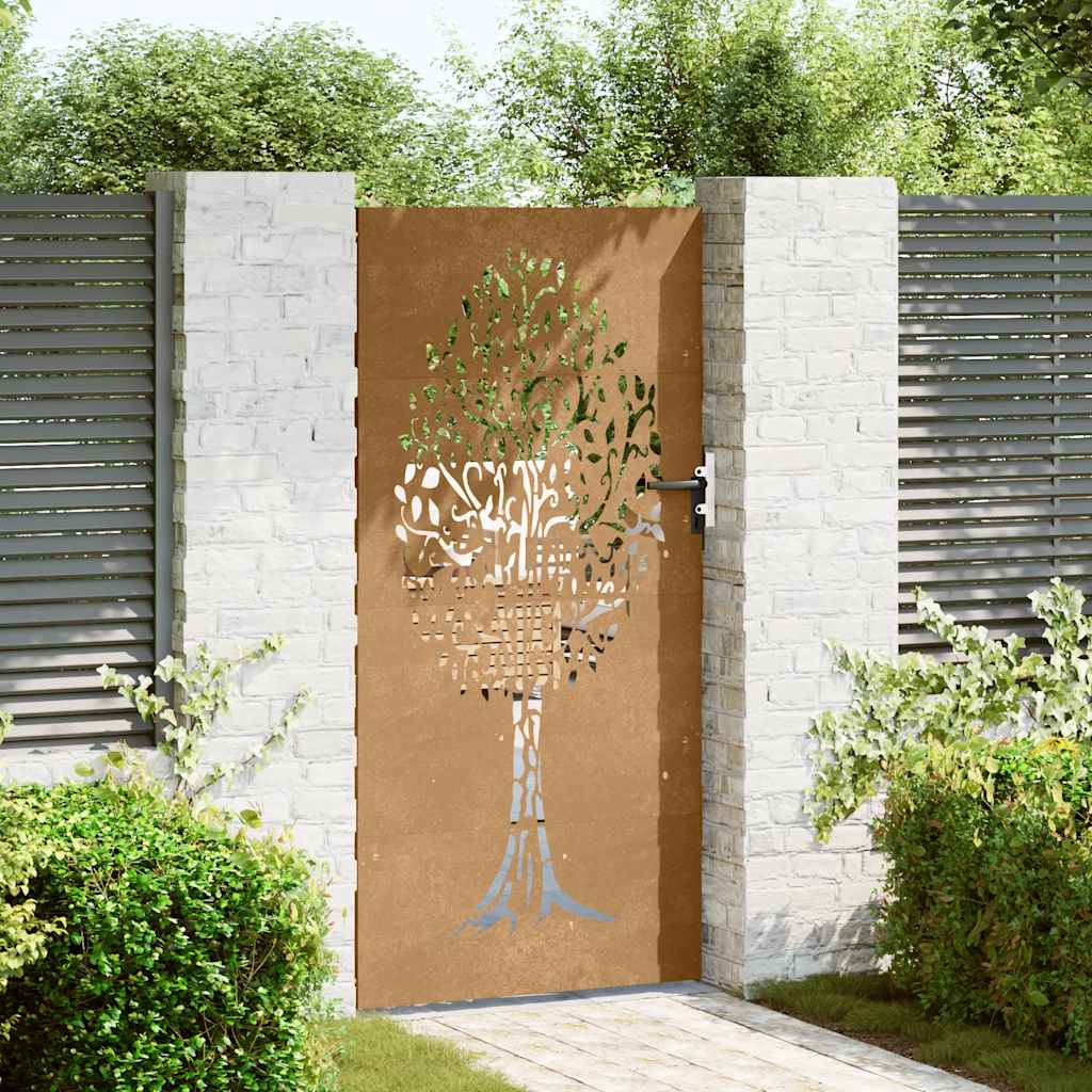 Garden Gate 85x200 cm Corten Steel Tree Design