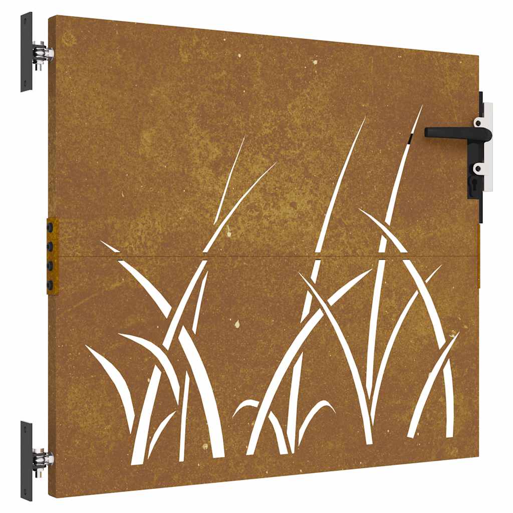 Garden Gate 85x75 cm Corten Steel Grass Design