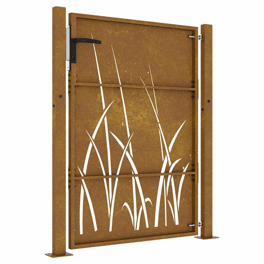 Garden Gate 105x130 cm Corten Steel Grass Design