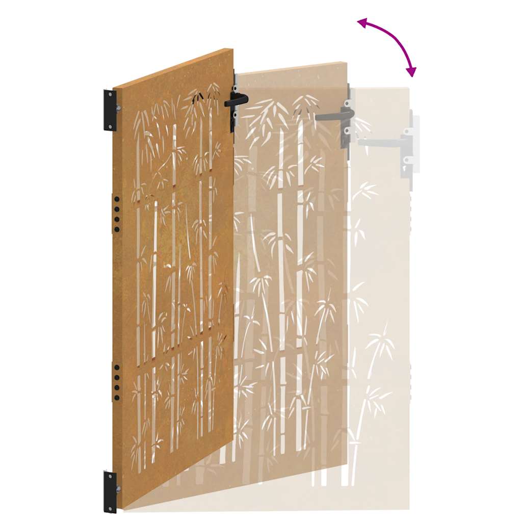 Garden Gate 85x125 cm Corten Steel Bamboo Design