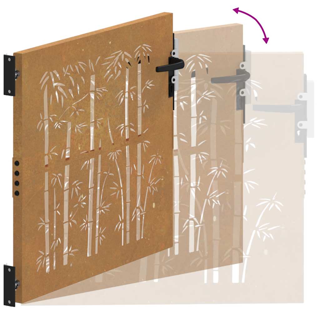 Garden Gate 105x105 cm Corten Steel Bamboo Design