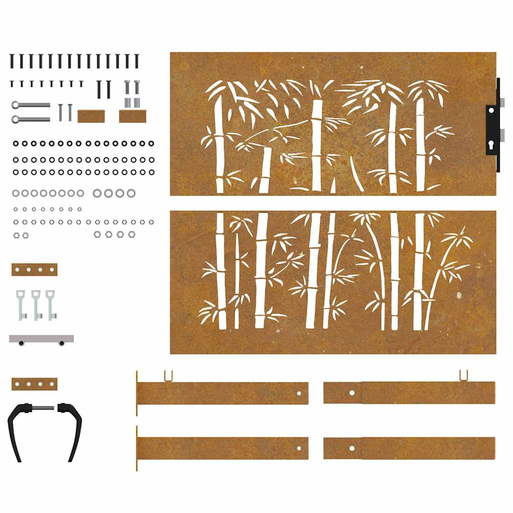 Garden Gate 105x105 cm Corten Steel Bamboo Design