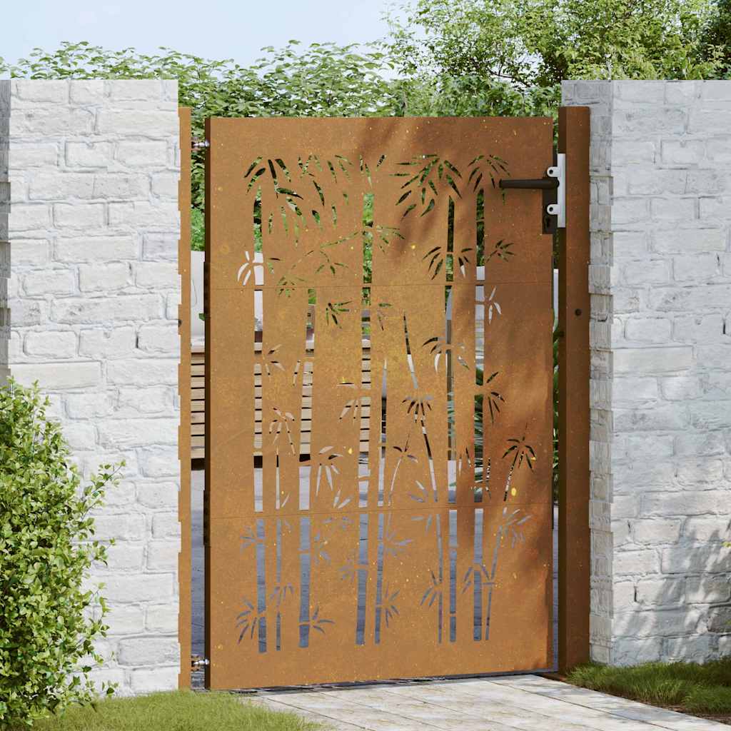 Garden Gate 105x130 cm Corten Steel Bamboo Design