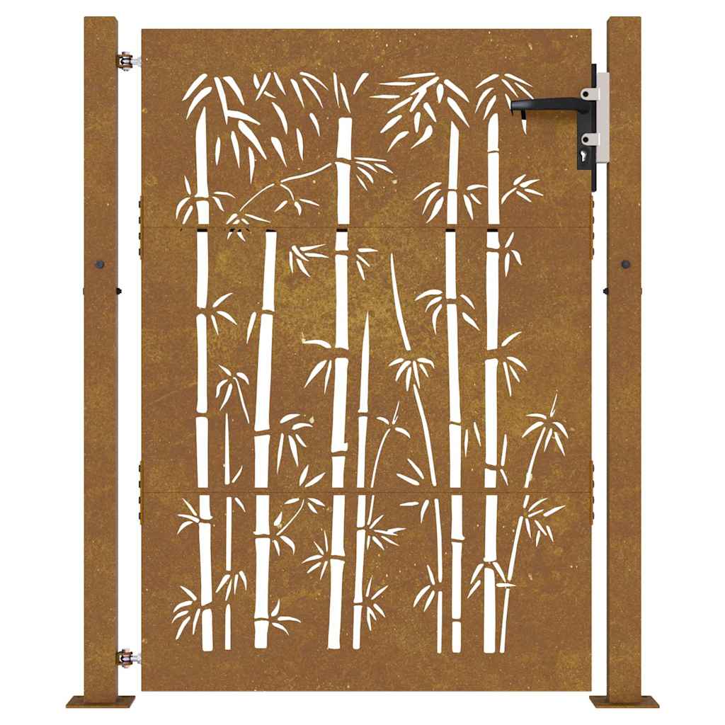 Garden Gate 105x130 cm Corten Steel Bamboo Design