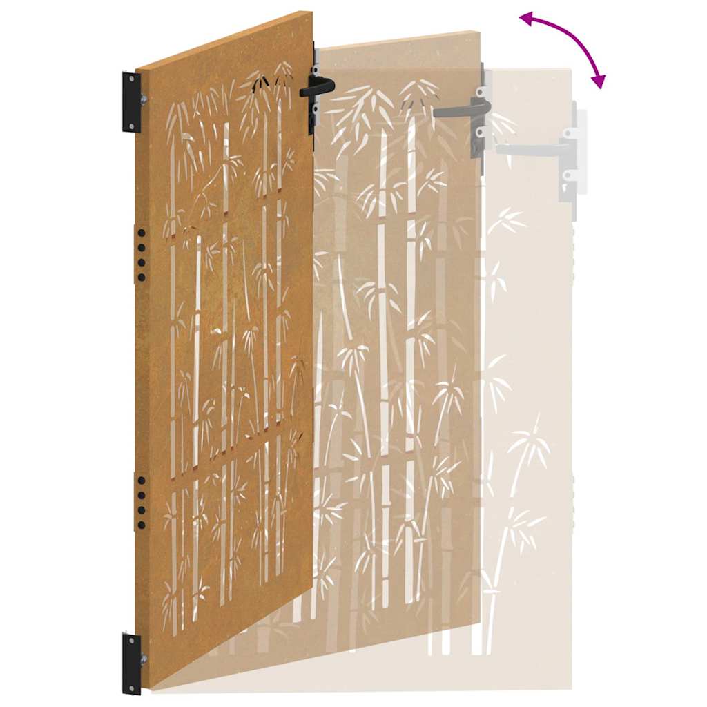 Garden Gate 105x130 cm Corten Steel Bamboo Design