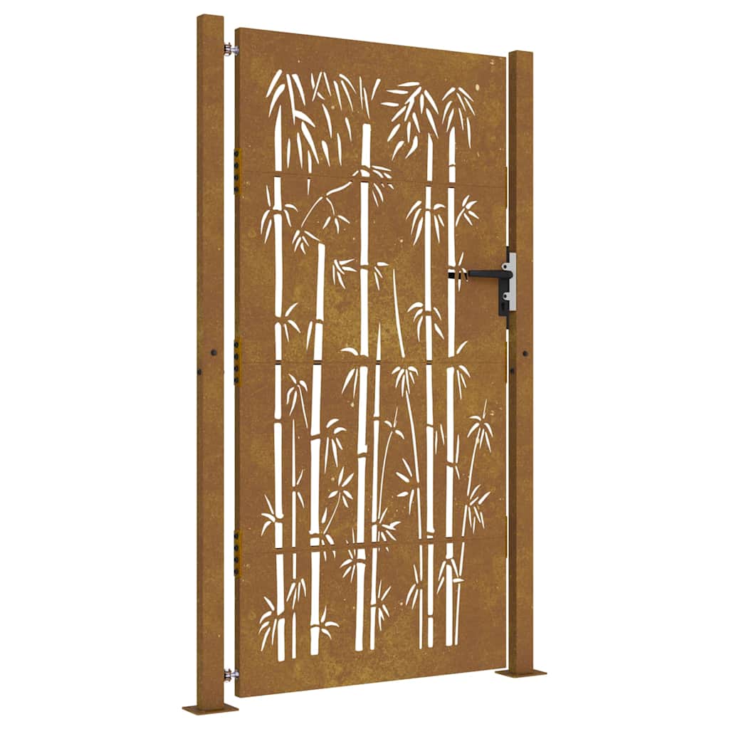 Garden Gate 105x205 cm Corten Steel Bamboo Design