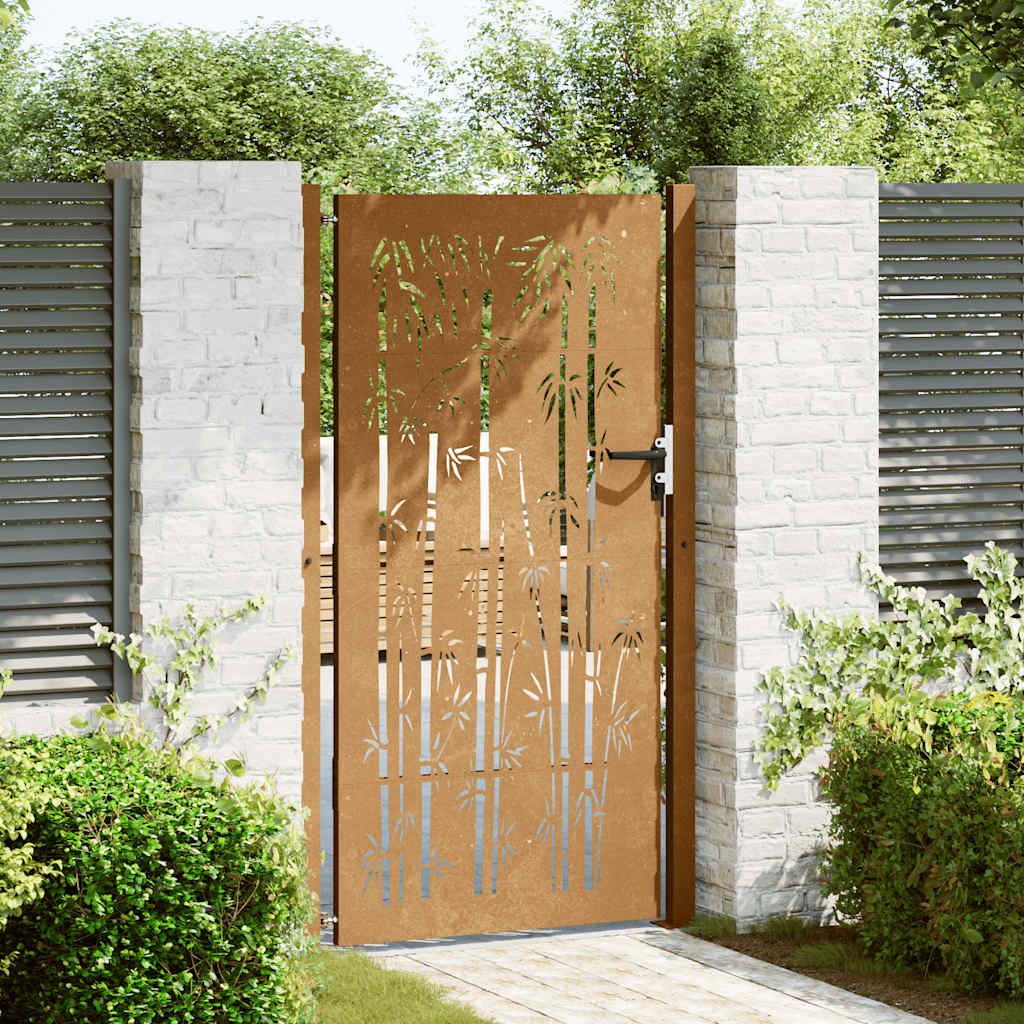 Garden Gate 105x205 cm Corten Steel Bamboo Design