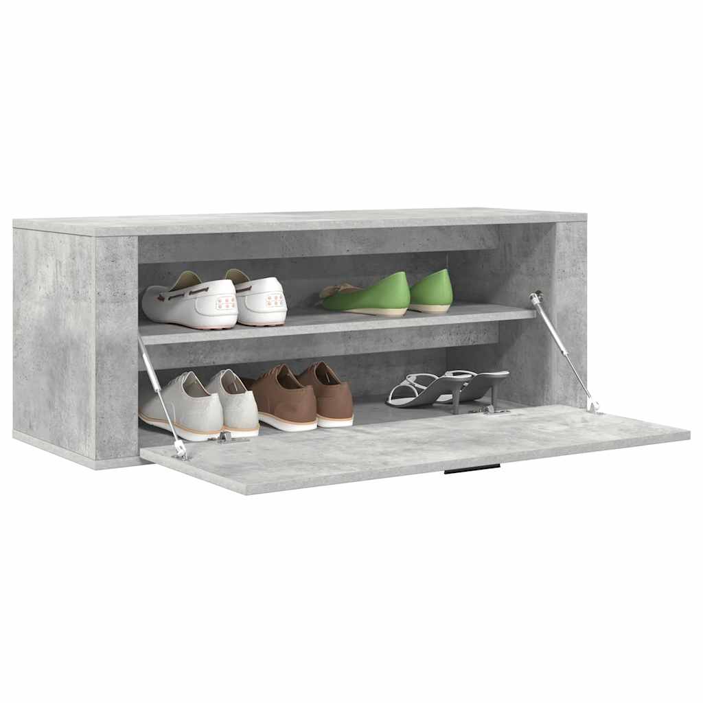Wall Shoe Cabinet Concrete Grey 100x35x38 cm Engineered Wood
