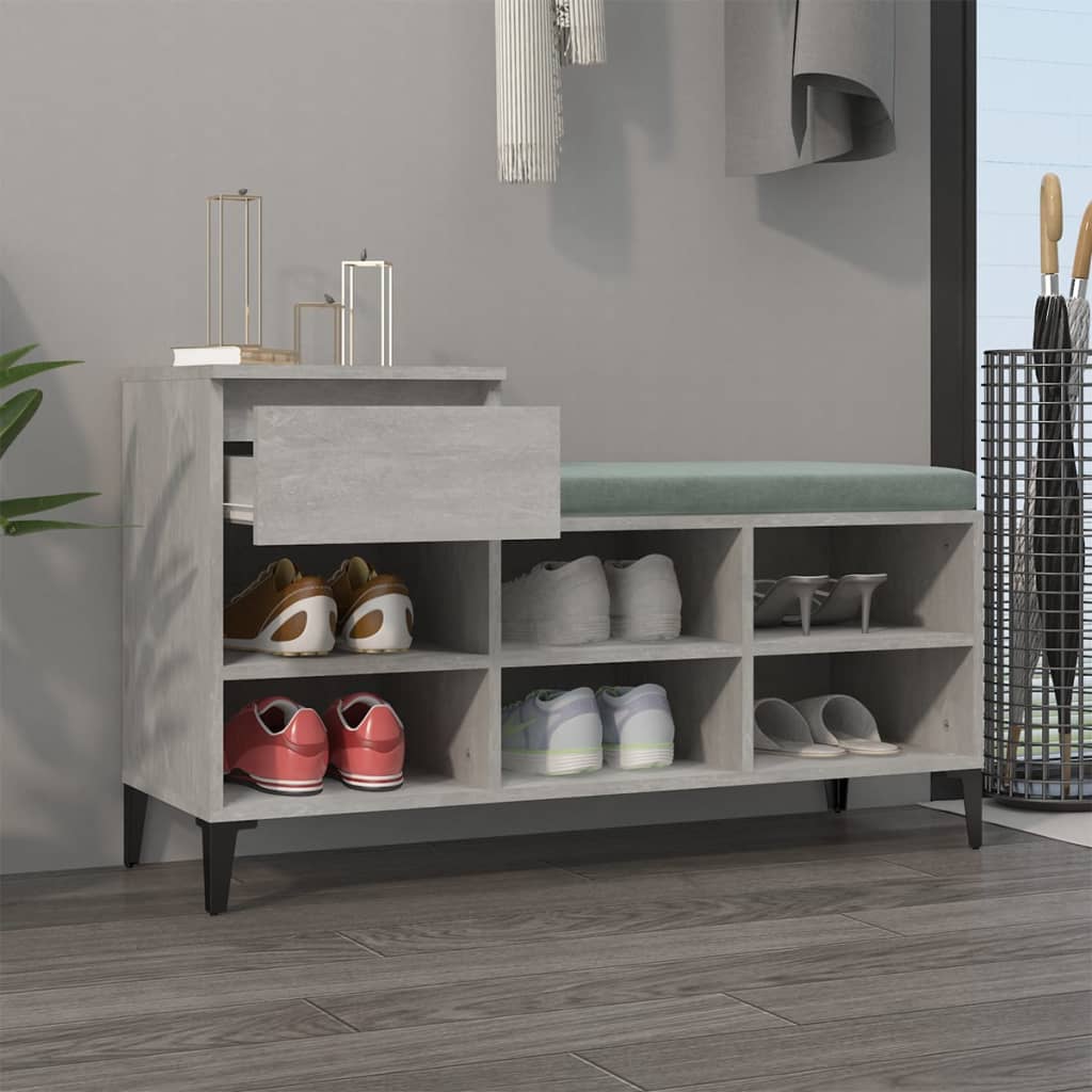 Shoe Cabinet Concrete Grey 102x36x60 cm Engineered Wood
