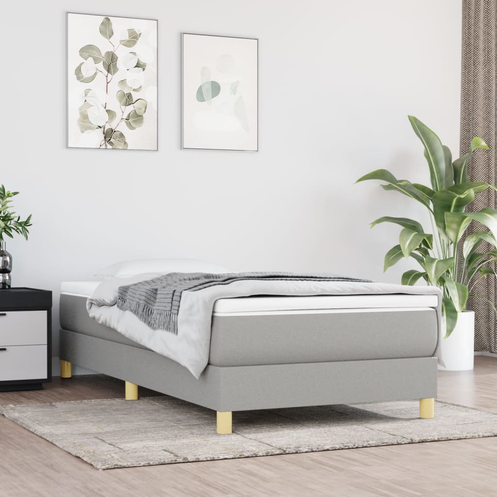 Bed Frame without Mattress Light Grey 90x200 cm Fabric