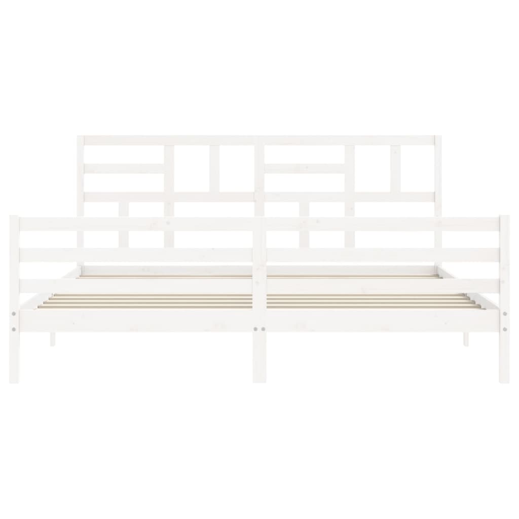 Bed Frame without Mattress White Super King Size Solid Wood