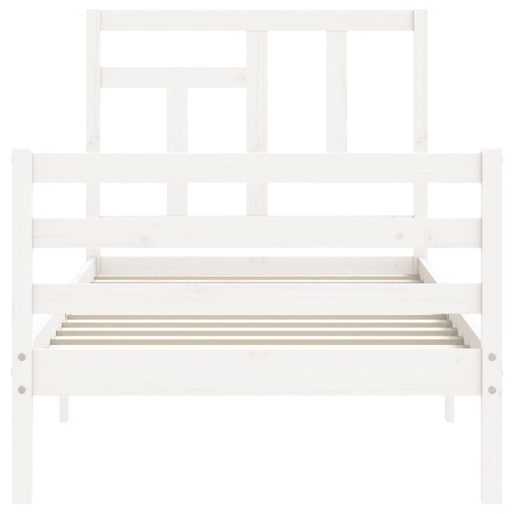 Bed Frame without Mattress White Single Solid Wood