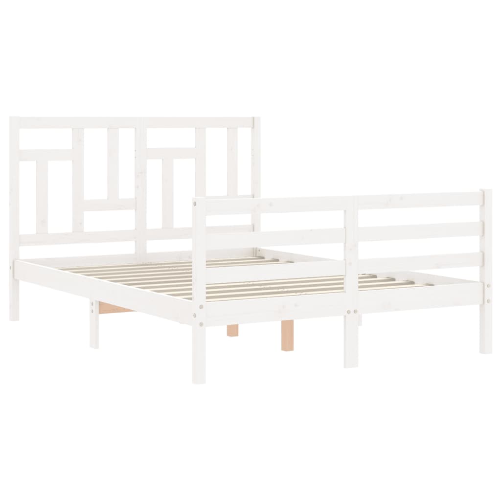Bed Frame without Mattress White Small Double Solid Wood