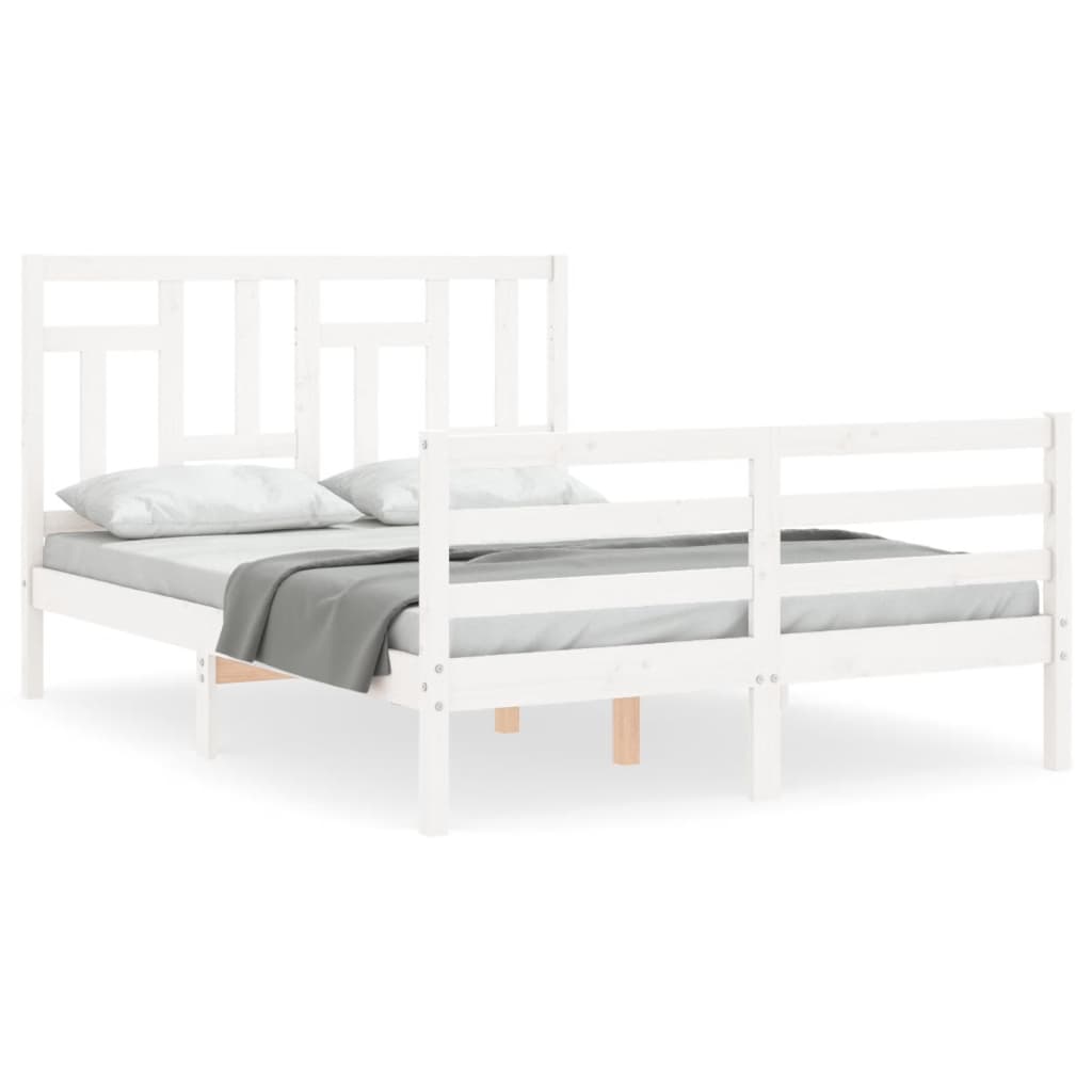 Bed Frame without Mattress White 140x190 cm Solid Wood