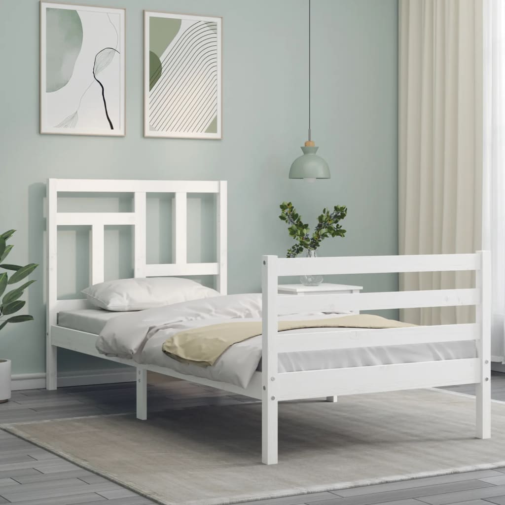 Bed Frame without Mattress White 90x200 cm Solid Wood