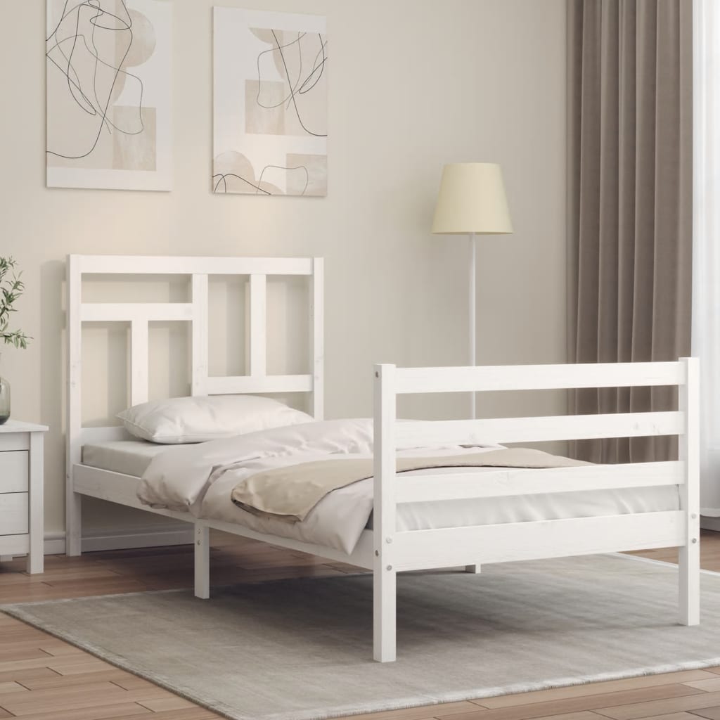 Bed Frame without Mattress White 90x200 cm Solid Wood