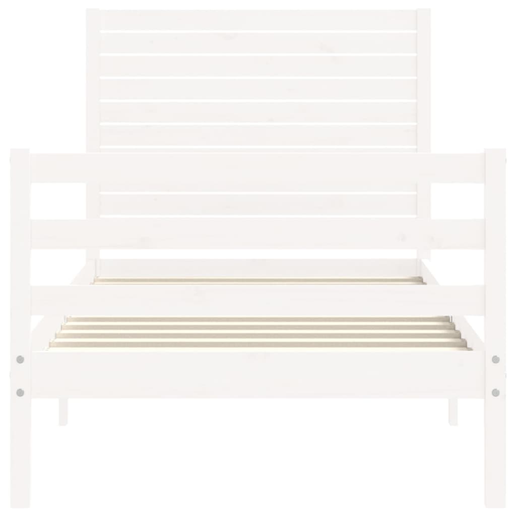 Bed Frame without Mattress White Single Solid Wood