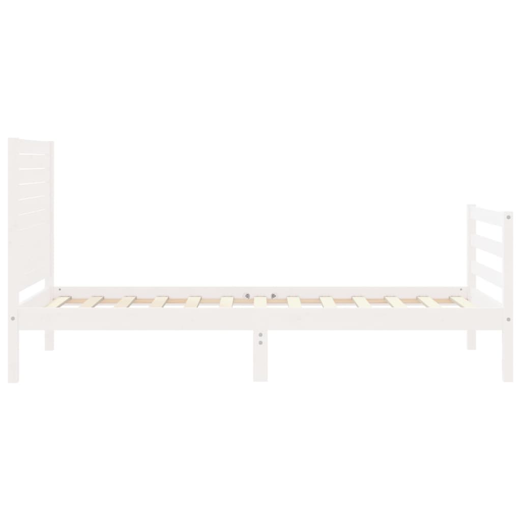 Bed Frame without Mattress White Single Solid Wood