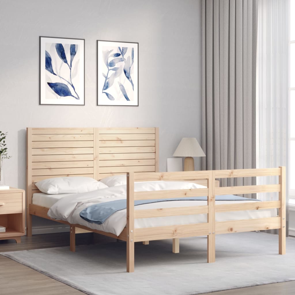 Bed Frame without Mattress Double Solid Wood