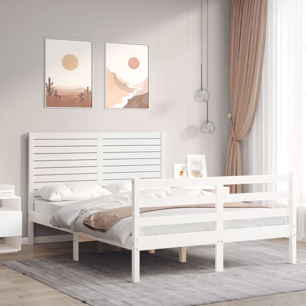 Bed Frame without Mattress White 120x200 cm Solid Wood