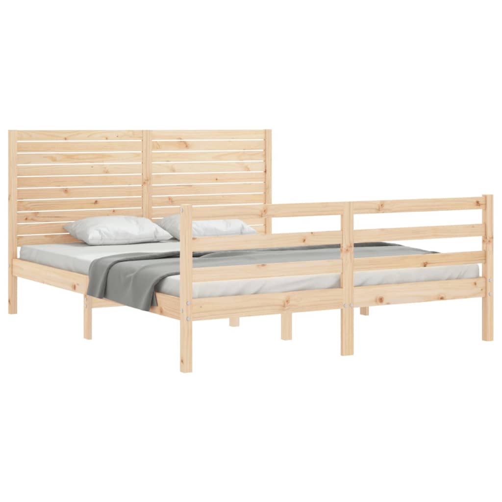 Bed Frame without Mattress King Size Solid Wood