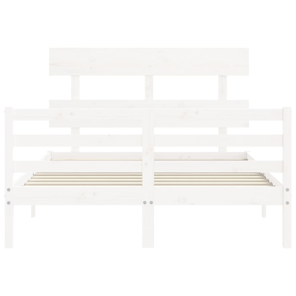 Bed Frame without Mattress White Small Double Solid Wood