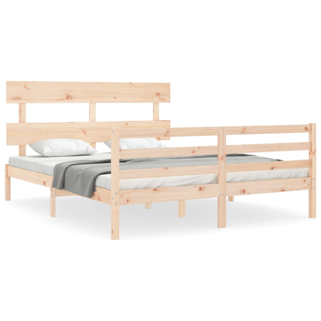 Bed Frame without Mattress King Size Solid Wood