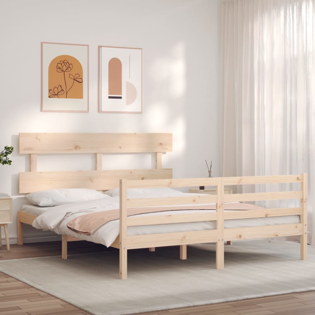 Bed Frame without Mattress King Size Solid Wood