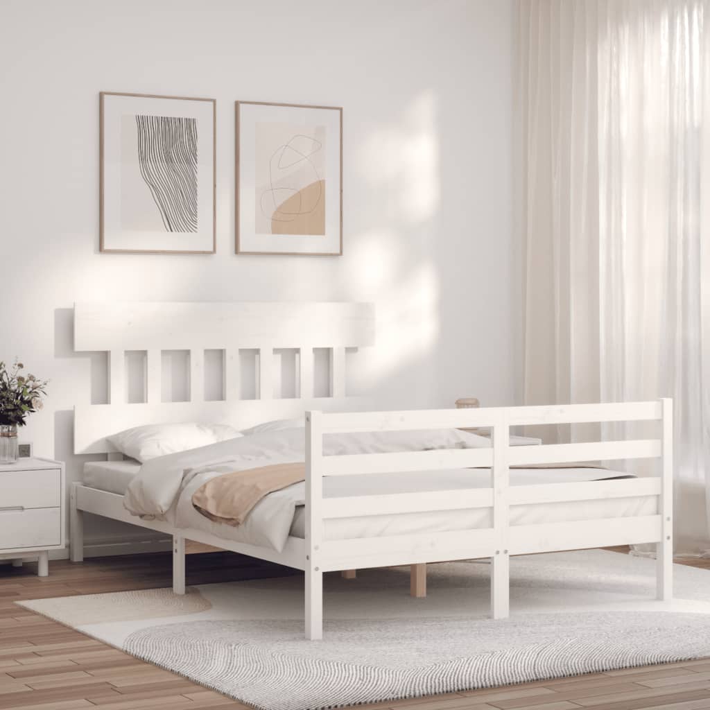Bed Frame without Mattress White 140x200 cm Solid Wood